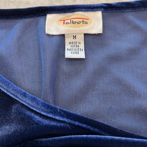 VINTAGE Talbots | Blue Velvet Maxi Gown Long Sleeve Slit |‎ Women's Size Medium - Picture 4 of 9